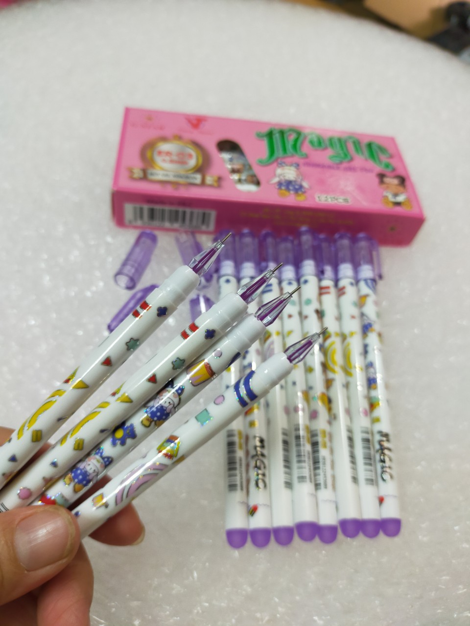 12 cây Bút gel tím xoá được ER-03 Gstar hộp 12 bút đầu bi kim cương, hình thân cây ngộ nghĩnh