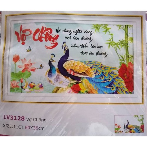 TRANH THÊU 3D VỢ CHỒNG 60x38cm - LV3128