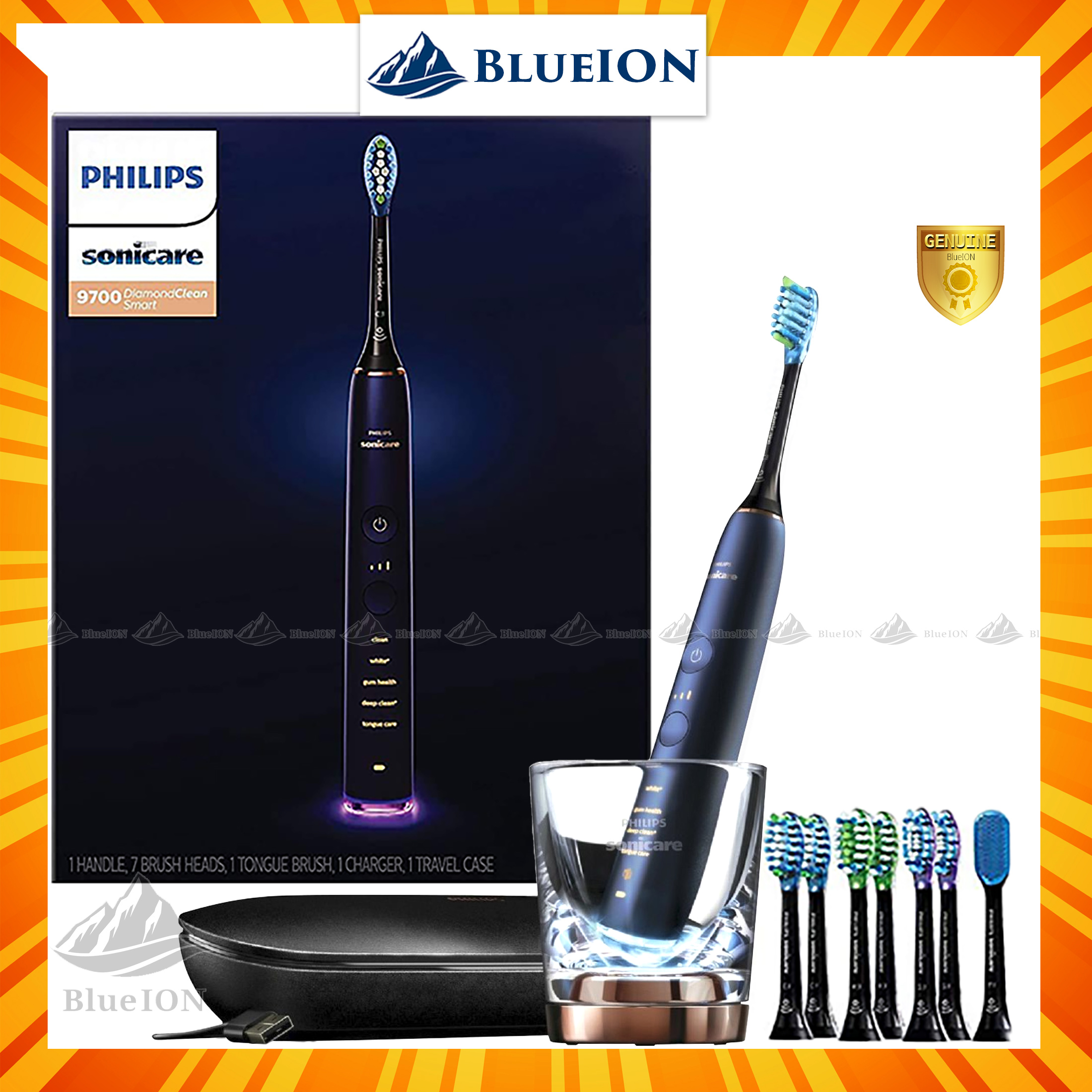 [HCM][Hàng Mỹ] Bàn chải điện Philips Sonicare 9700 9750 DiamondClean Smart Rechargeable Electric Toothbrush - Lunar Blue