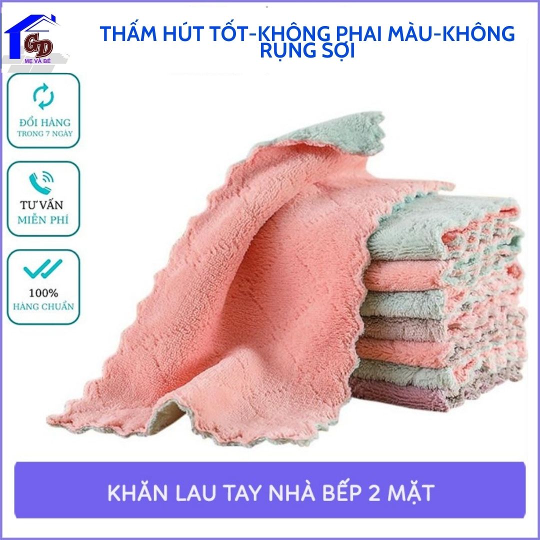 Combo 10 khăn lau bếp đa năng 2 mặt, kích thước 24*15cm, chất liệu Cotton siêu mềm, siêu thấm hút, không bị rụng lông dùng để lau bàn ghế, chén đĩa, nhà bếp tiện dụng