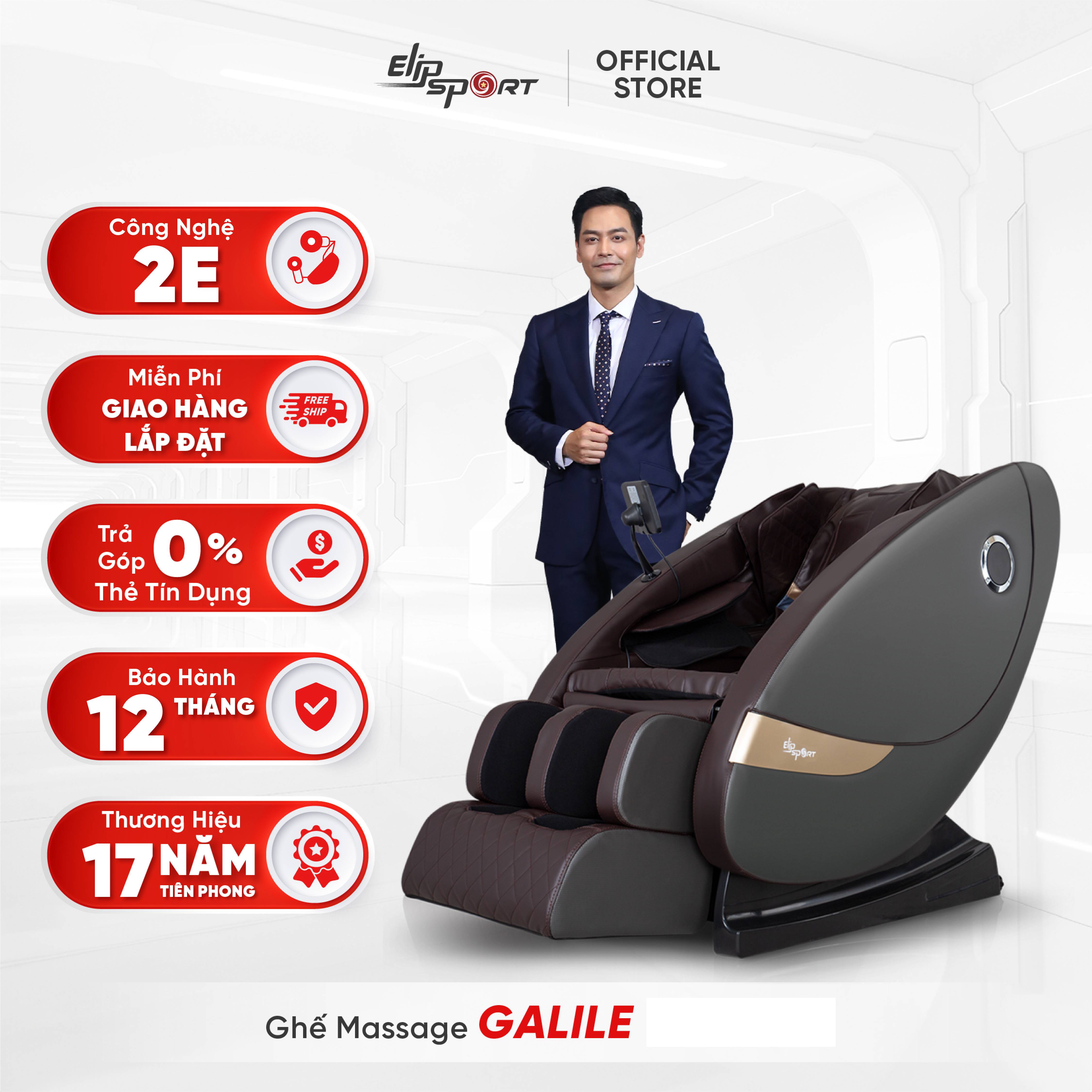Ghế massage ELIP Galile - Mát xa không trọng lực, Nhiệt hồng ngoại toàn thân, Con lăn matxa chân - Trả góp 0%