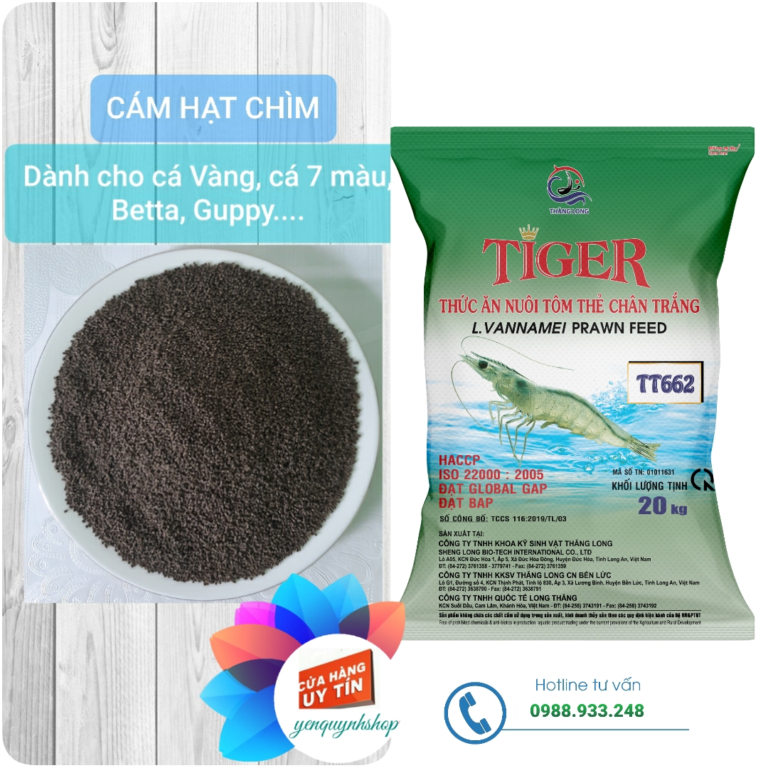 Cám TIGER TT662 hạt chìm cho cá cảnh, cá Vàng, cá 7 màu/1Kg