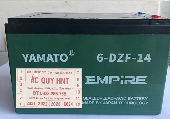 Ắc quy xe đạp điện Yamato 6-DZF-14, 6-DPB-14 12V - 14Ah