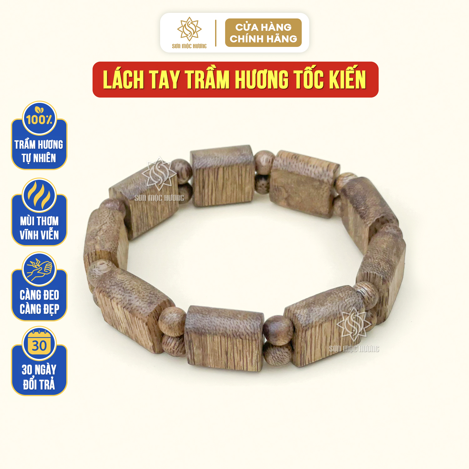 Lách tay trầm hương tốc kiến tự nhiên Sơn Mộc Hương mùi thơm sống ngọt vĩnh viễn đeo tay nam nữ mang ý nghĩa phong thủy may mắn tài lộc