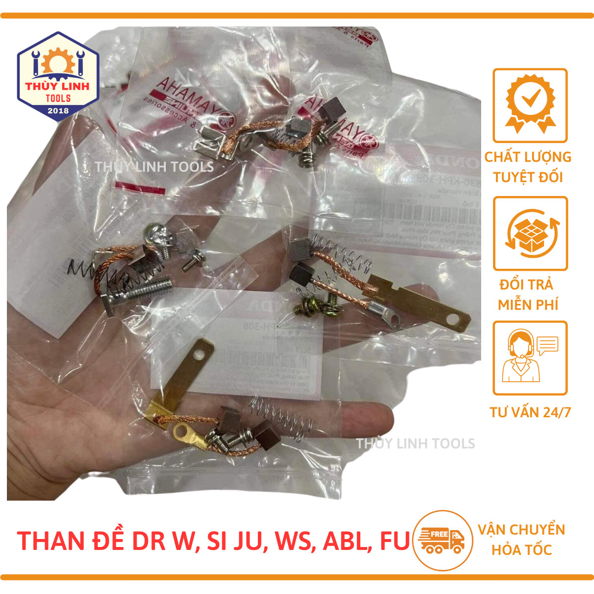 Chổi than đề dream/ws110/funeo/si, thanh đề xe máy dream-wave/ws110/future/yamaha phụ tùng thùy linh