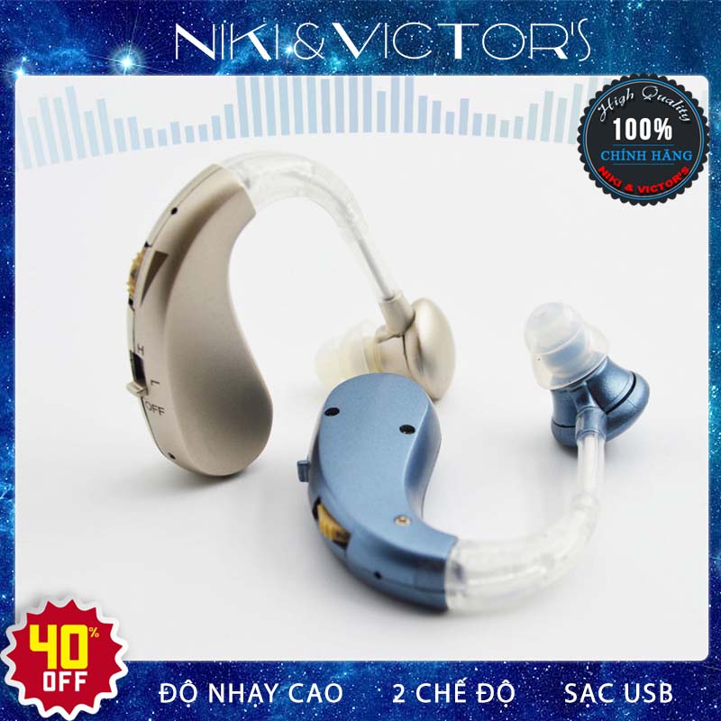 Máy Trợ Thính Tai Nghe Trợ Thính Cao Cấp Không Dây Pin Sạc Hai Tai Có Hộp Sạc Chống Ồn Kép