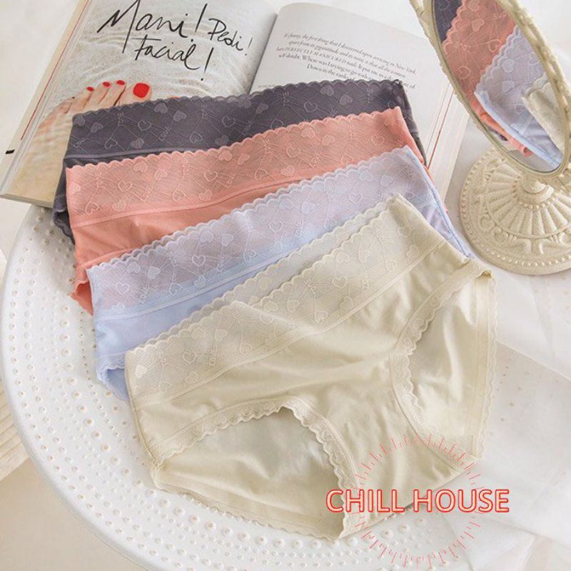 Quần Lót Cotton Viền Ren Cạp Tim - Chillhouse