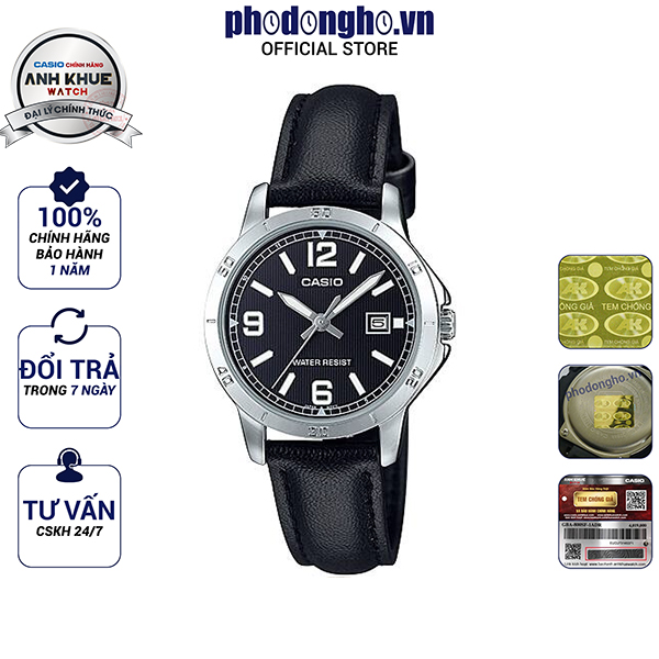 Đồng hồ nữ dây da casio anh khuê ltp-v004l-1budf