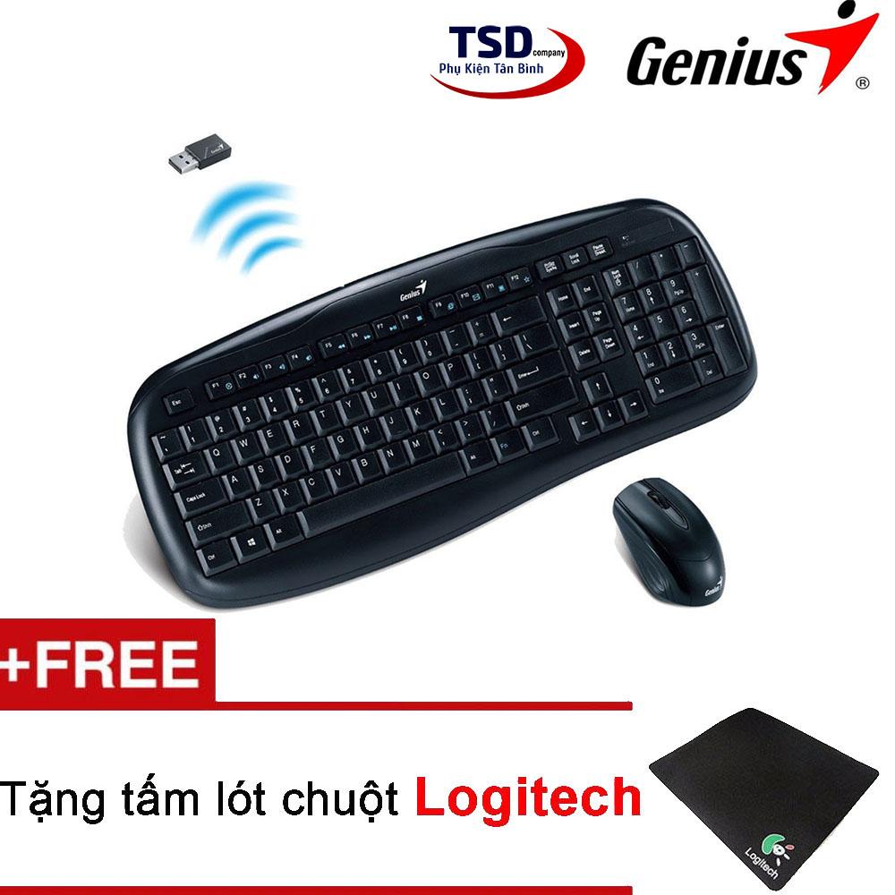 Combo chuột & bàn phím genius không dây kb8000 tặng kèm lót chuột cao cấp