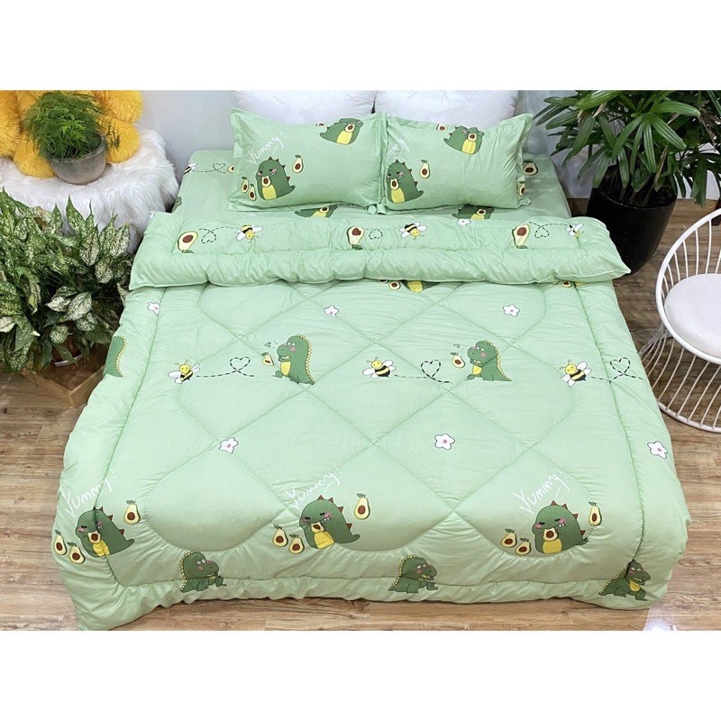 Set 4 món 1 drap 1m6x2m nệm 2 vỏ gối nằm 1 vỏ gối ôm