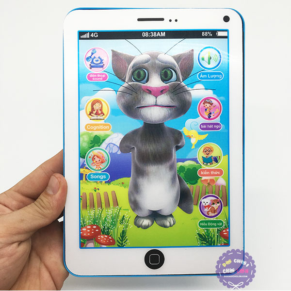 [HCM]Vỉ đồ chơi Ipad mèo Tom Cat 3D thông minh dùng pin có nhạc