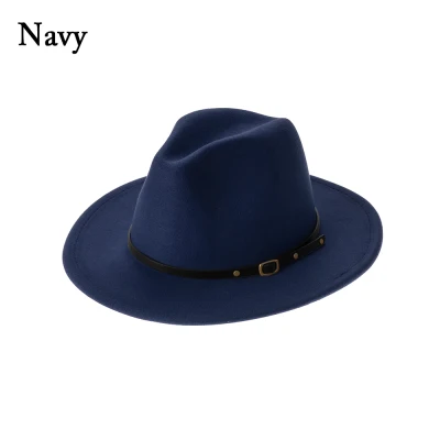 DOYOURS Vintage with Belt Buckle Wide Brim Autumn Winter Panama Jazz Hat Felt Fedora Hats Outback Hat Cowboy Hat (10)