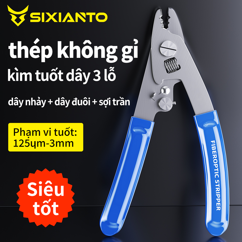 kìm tuốt sợi quang kìm tuốt cáp quang dao tuốt cáp quang 3 lỗ thép không gỉ chống trượt độ chính xác cao