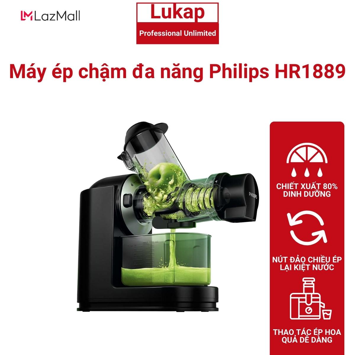 Máy ép trái cây tốc độ chậm philips hr1889 công suất 150w siêu bền tiện dụng cho mọi nhà - bảo hành 2 năm - lukap