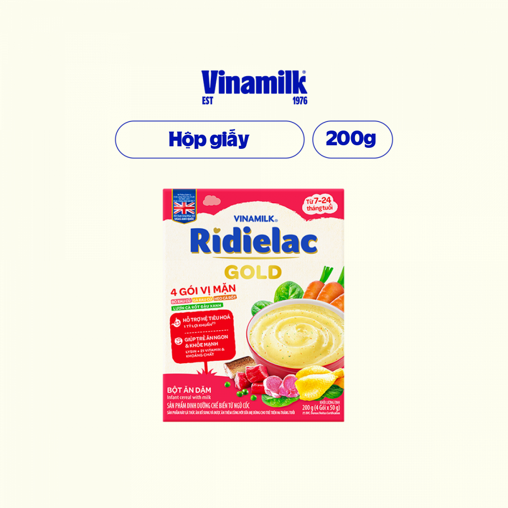 [Combo 5 Hôp] Bột Ăn Dặm RiDielac Gold 4 Vị Mặn - Hộp Giấy 200g