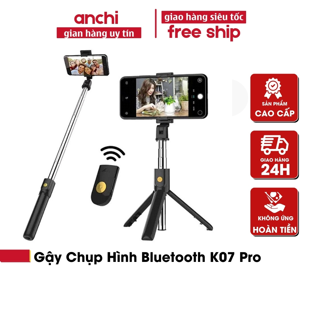 Gậy chụp hình bluetooth K07 PRO đa năng 3 chân chống rung vừa là gậy chụp hình vừa có thể là giá đỡ điện thoại siêu tiện lợi là món đồ không thể thiếu cho du lịch tết này - anchi house