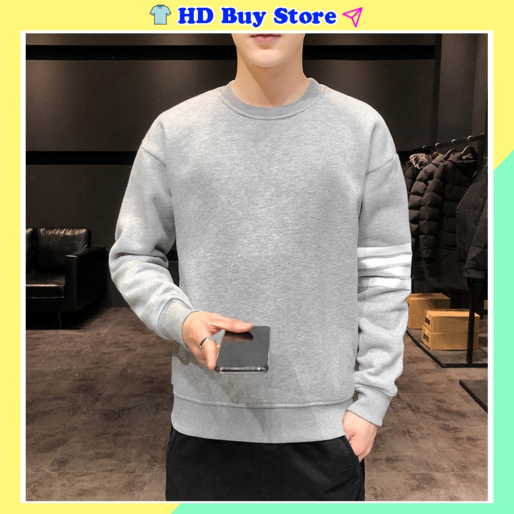 Áo Sweater Nam 3 Vạch Kẻ Tay - Áo Sweater Nam - Áo nỉ - Áo thun - Áo dài tay
