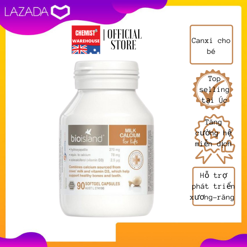 [HCM][Hàng Chuẩn ÚC] Bio Island Milk Calcium - Viên uống bổ sung canxi cho bé 90 viên