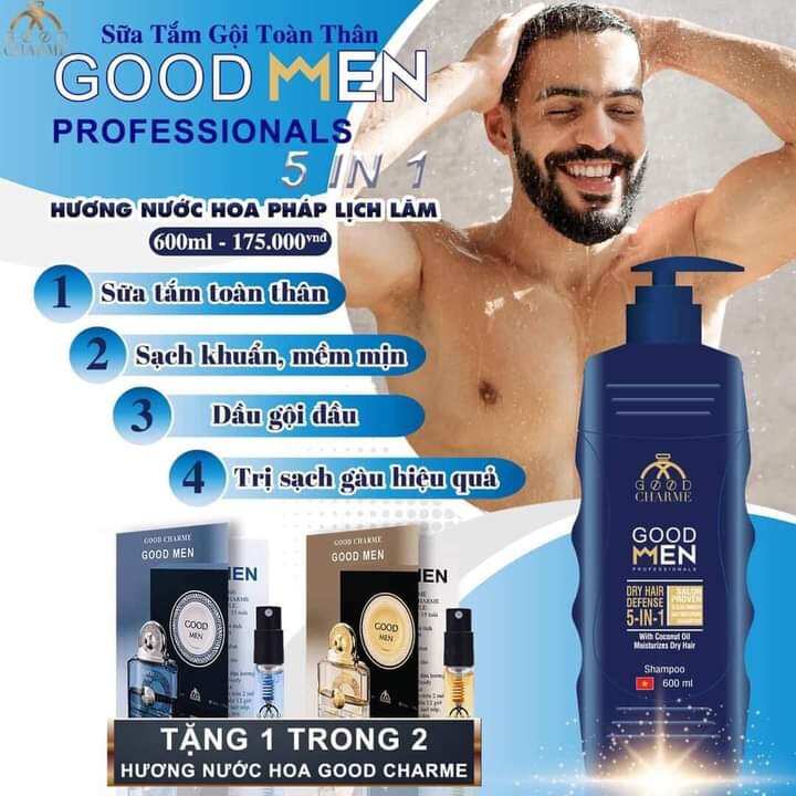 Sữa tắm gội goodmen xanh 600ml