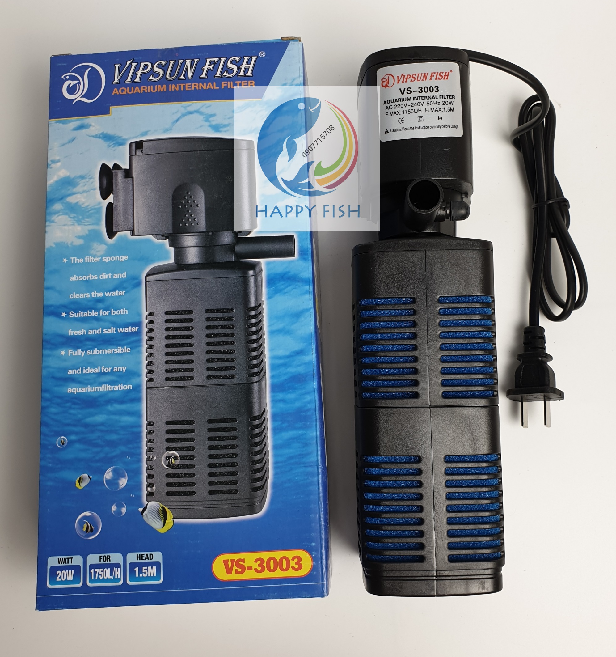 Lọc đứng Vipsun Vs-3003 lọc nước và tạo oxy cho hồ cá