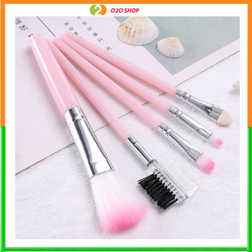 Bộ Cọ Trang Điểm 5 Cây Hồng Nhỏ Gọn Tiện Lợi - Siêu Mịn - Dụng Cụ Trang Điểm Cá Nhân Chuyên Nghiệp, Chất Lượng – O2O Shop