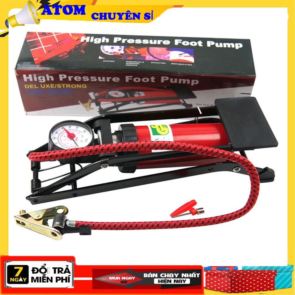Bơm hơi đạp chân mini cho ôtô, bơm hơi xe đạp, bơm hơi xe máy, bơm bóng đa năng và tiện dụng, bộ bơm hơi xe....atom chuyên sỉ