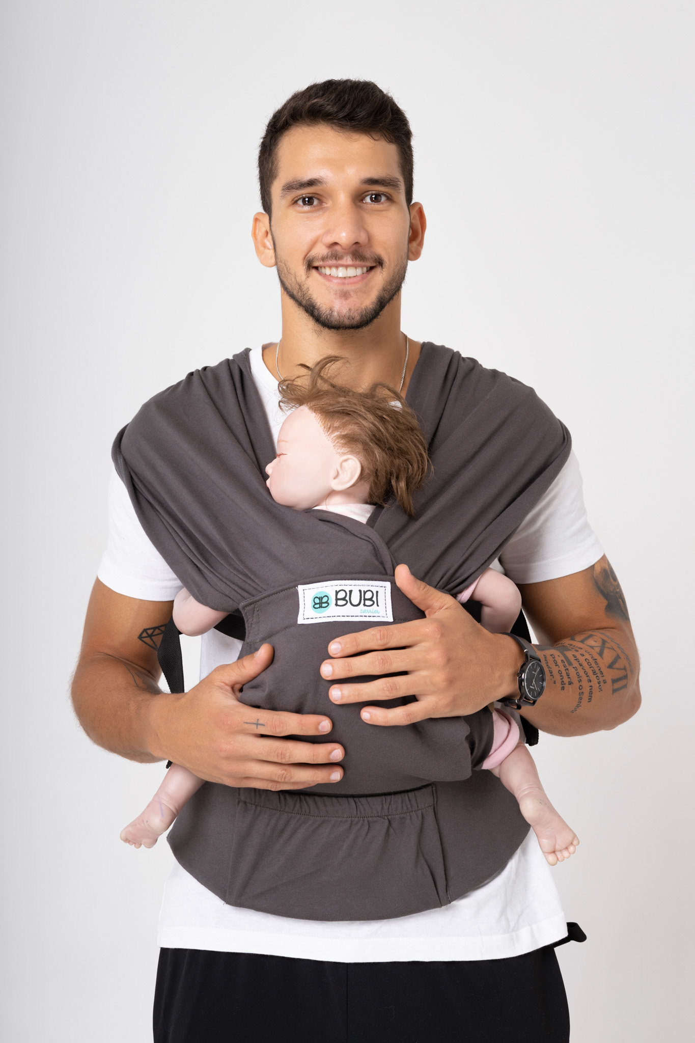 Địu vải bubi gen 3 - cotton - xám đậm