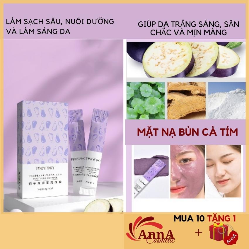 Combo 5 Mặt Nạ Bùn Cà Tím PINKYPINKY Mặt Nạ Đất Sét Dưỡng Ẩm Chăm Sóc Da Kiềm Dầu Mờ Nám Nâng Cơ Nội Địa Trung-AnnA.Cosmetic
