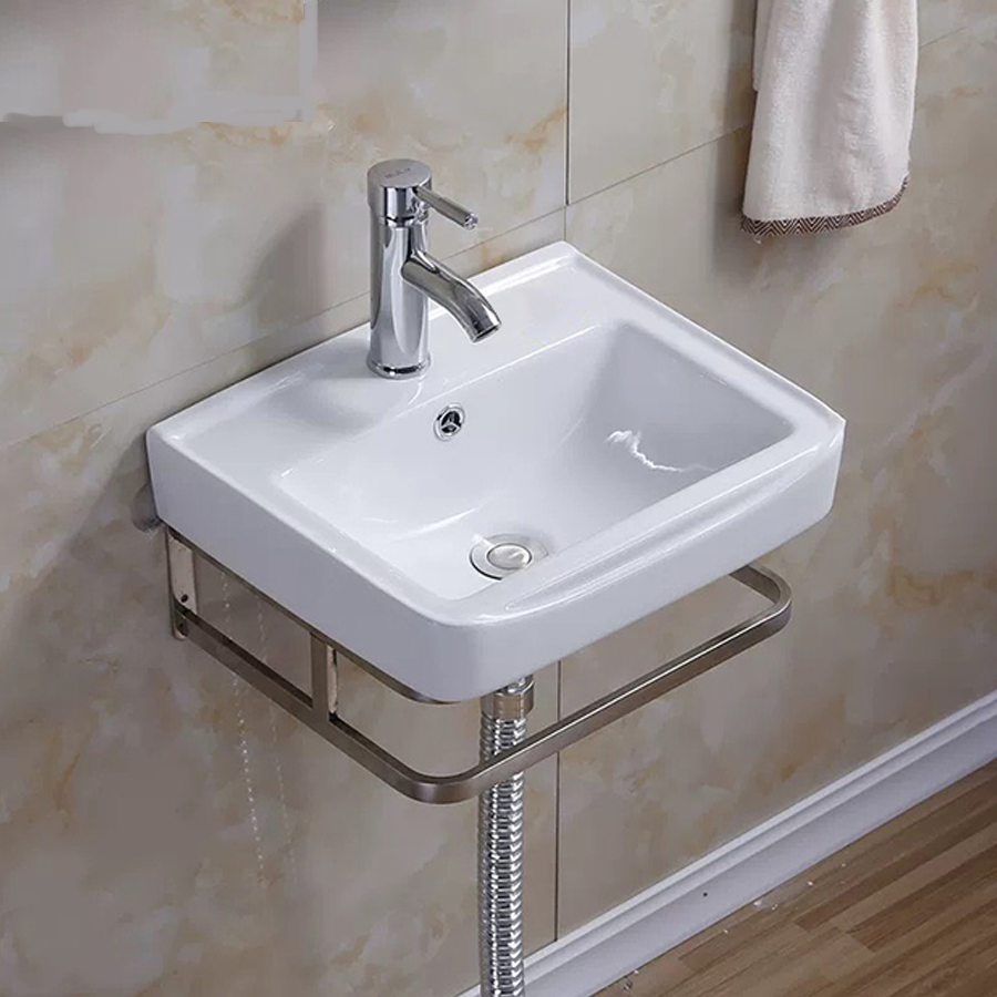 Lavabo vuông treo, lavabo treo tường, chậu rửa mặt vuông treo tường, lavabo chân treo, lavabo giá rẻ ha-la01v