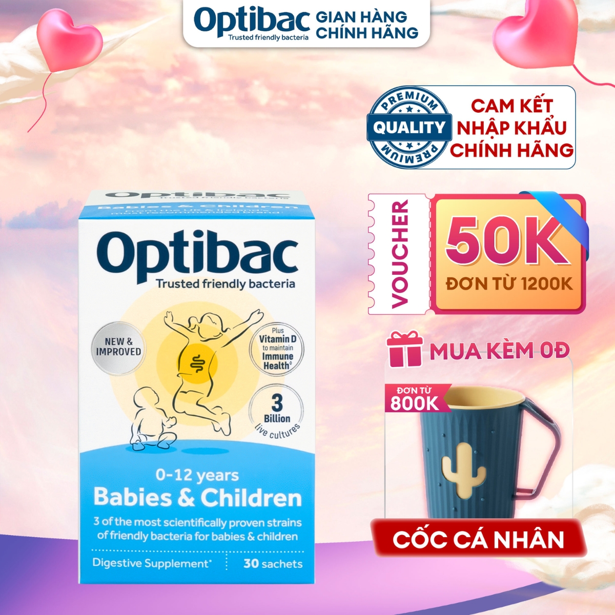 Men vi sinh Optibac Babies & Children hỗ trợ tiêu hóa