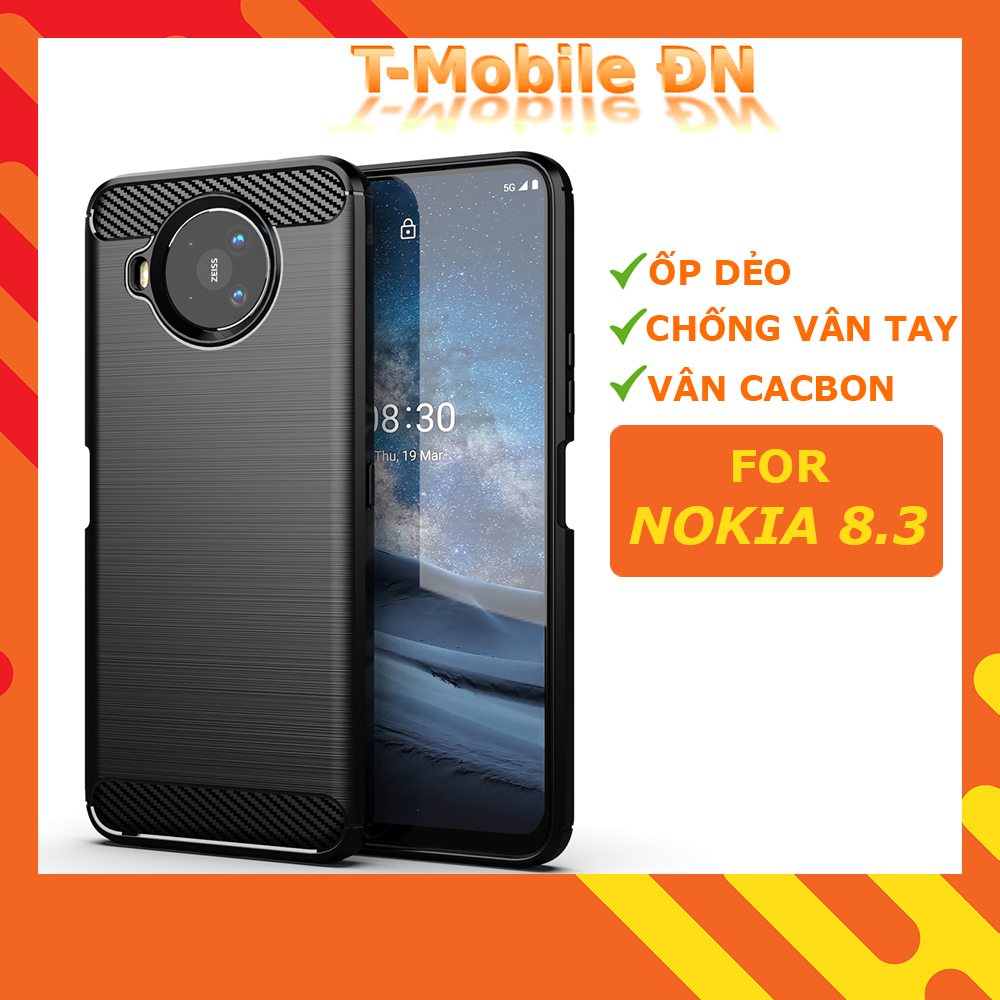 Ốp lưng Nokia 8.3 ốp silicone mềm Carbone phay xước chống sốc chống vân tay