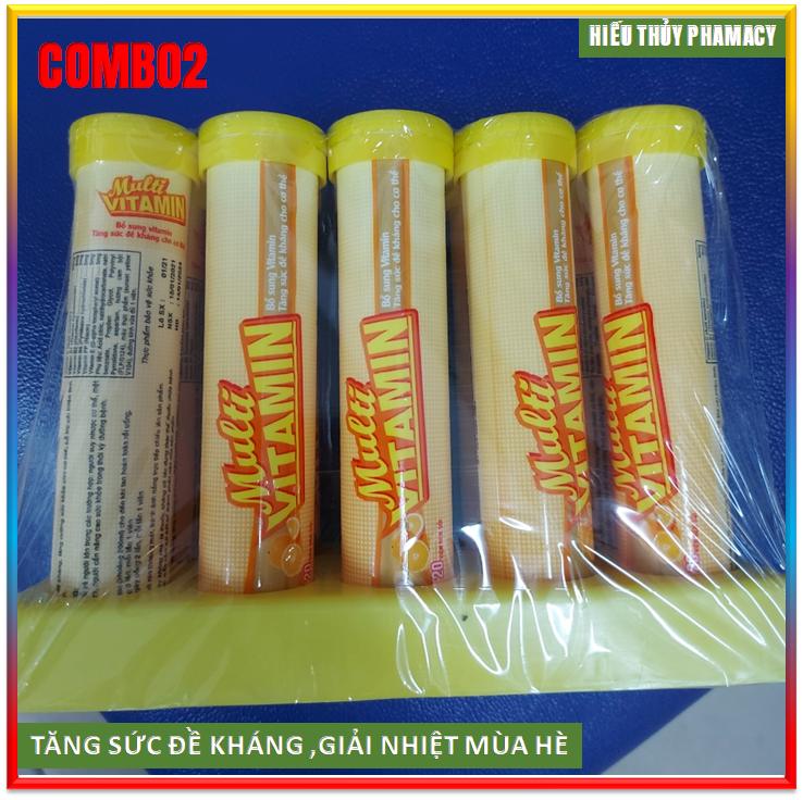 Combo 2 tuýp] Viên Sủi Multivitamin  -Fruits Vị Cam - Giúp Bổ Sung Vitamin C,B1,B2, Kẽm , Giúp Tăng Cường Thể Lực, Tăng Sức Đề Kháng- Tuýp 20 viên 4g