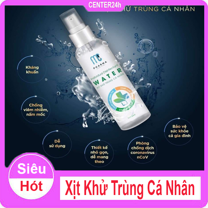 [Hỗ Trợ Mùa Dịch] Nước Rửa Tay Khô - Xịt Kháng Khuẩn cá nhân 120ml MC PHARMA Individual Disinfectant Water, Dung dịch rửa tay khô sát khuẩn, diệt khuẩn 99,99% - Center24h