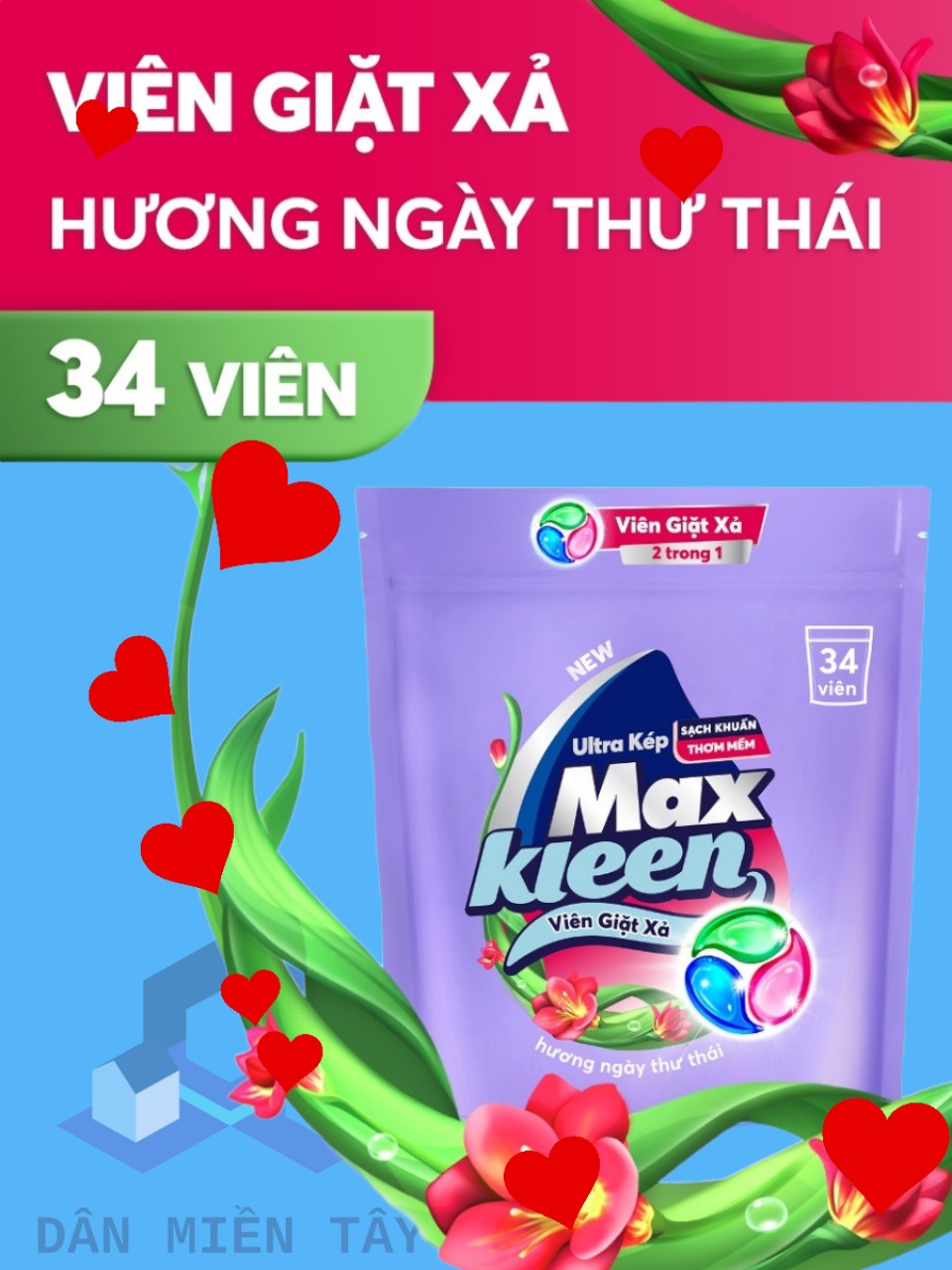 Túi viên giặt xả maxkleen 2 trong 1
