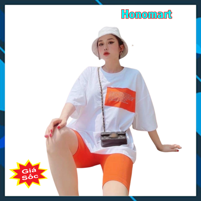 Set Bộ Áo Thun Nữ Form rộng tay ngắn - Quần Legging nữ lửng Cạp cao Bigsize Siêu Hot Honomart
