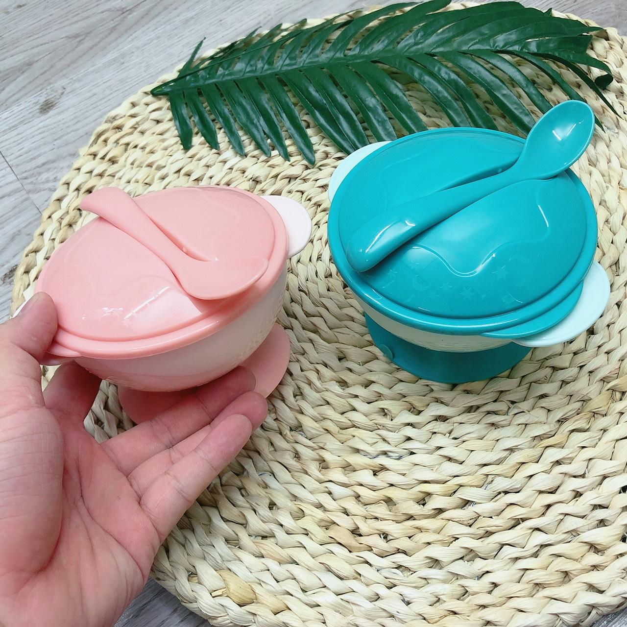 Bát ăn dặm chống đổ kèm thìa cho bé