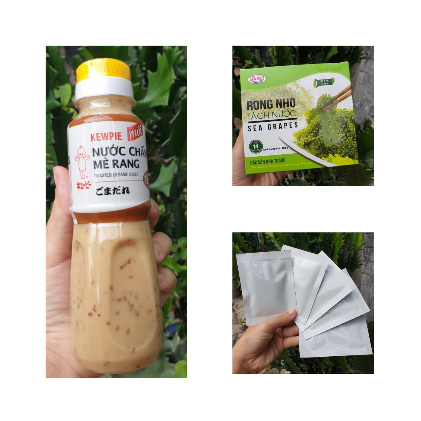 [HCM] Combo 4 gói RONG NHO TÁCH NƯỚC SEA VIỆT 20gr/gói + Kèm 1 chai sốt mè rang180ml