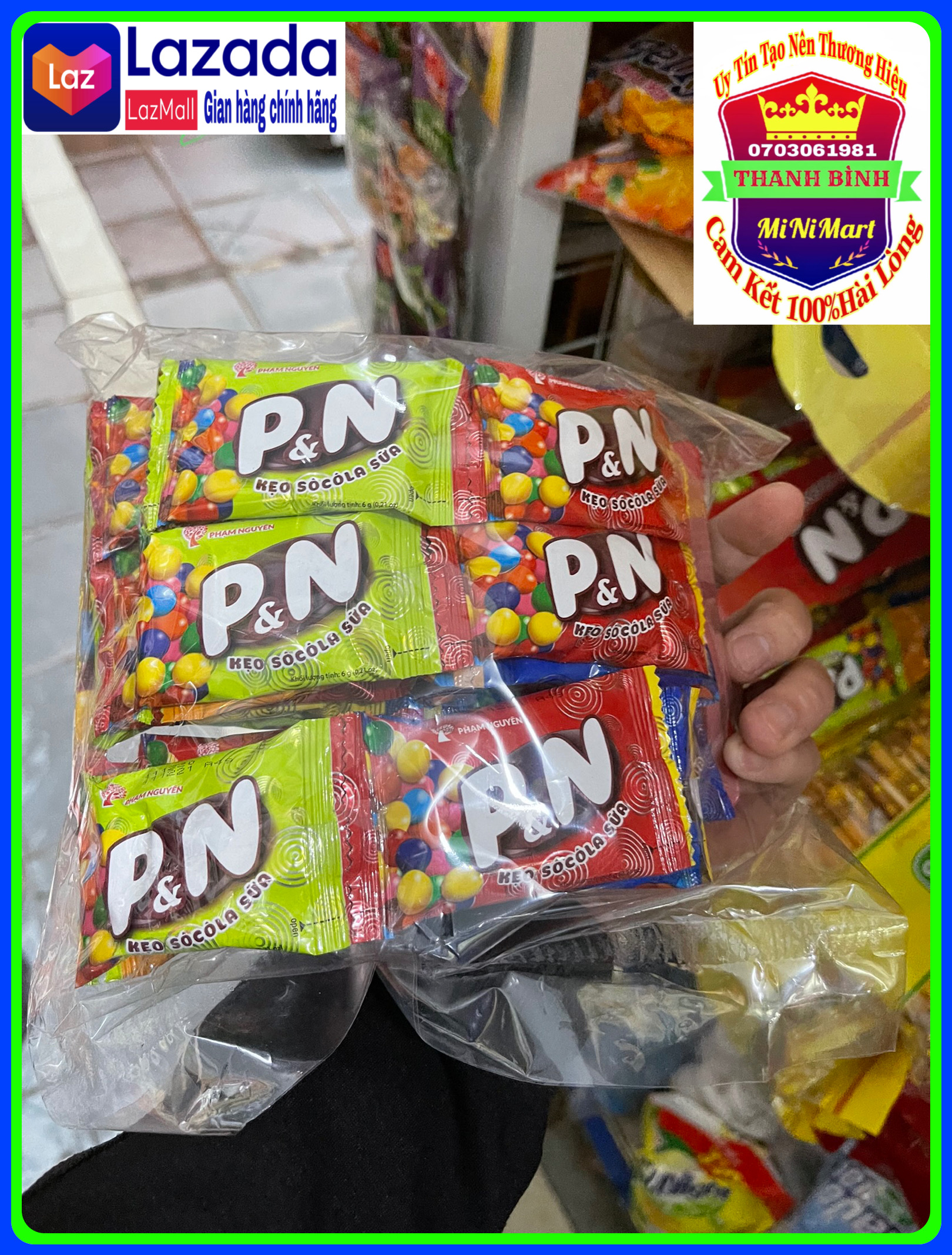 Bịch lớn gồm 30 bịch kẹo sôcôla Phạm Nguyên P&N