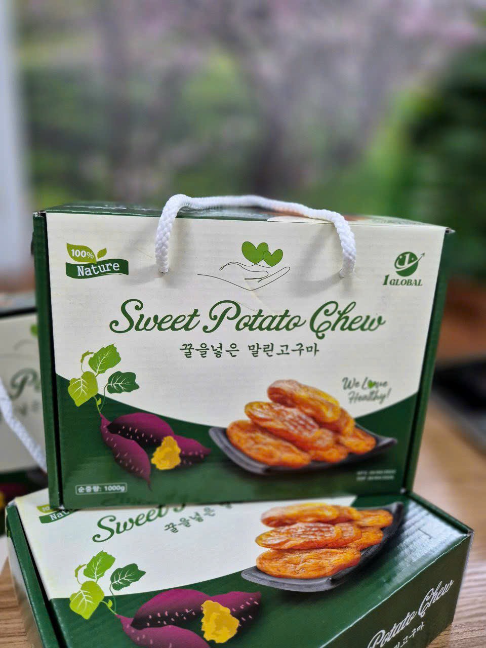 Khoai Lang Mật Sấy Dẻo Hàn Quốc Ép Chân Không, Hộp Túi Xách Cho Người Ăn Kiêng, Hộp 1kg