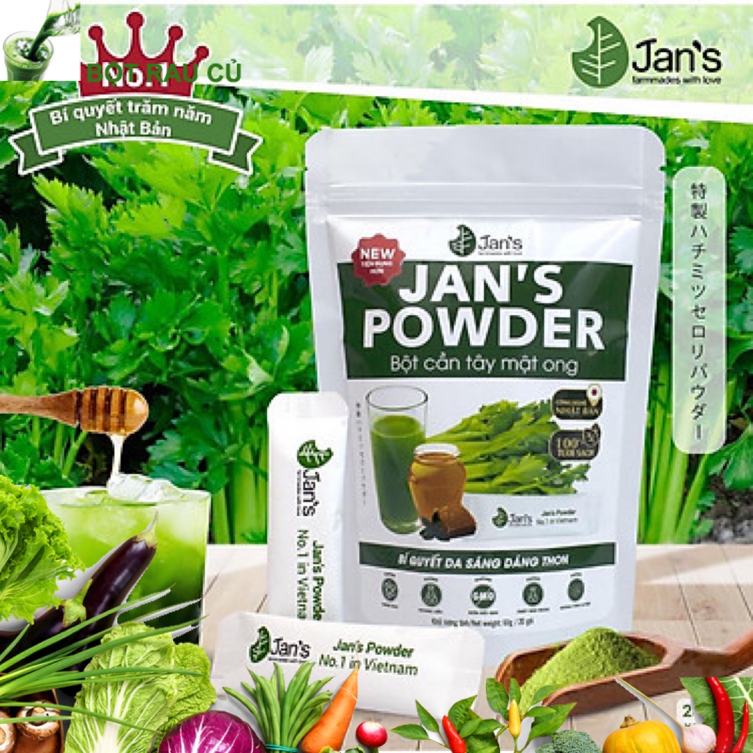 Bột cần tây mật ong sấy lạnh Jan's túi 60g ( 20 gói 3g)