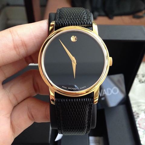 Đồng hồ MOVADO MENS MUSEUM NAM Vàng kính Saphire chống nước - Tặng 2 pin thay thế