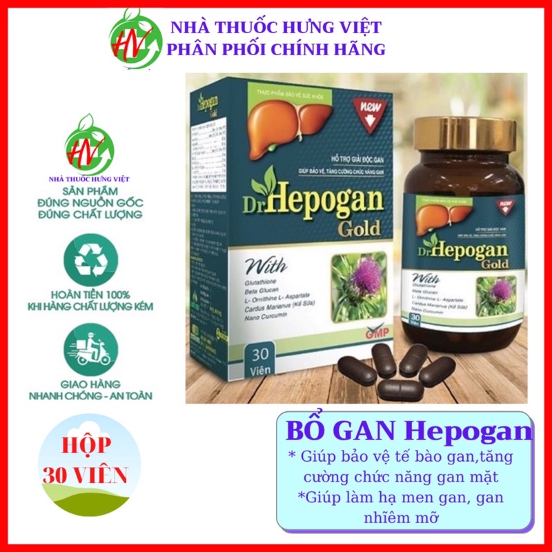 Giải độc gan hepogan Gold giúp bảo cường gan do viêm gan B , sơ gan ,gan nhiễm mỡ, vàng da ,di ứng