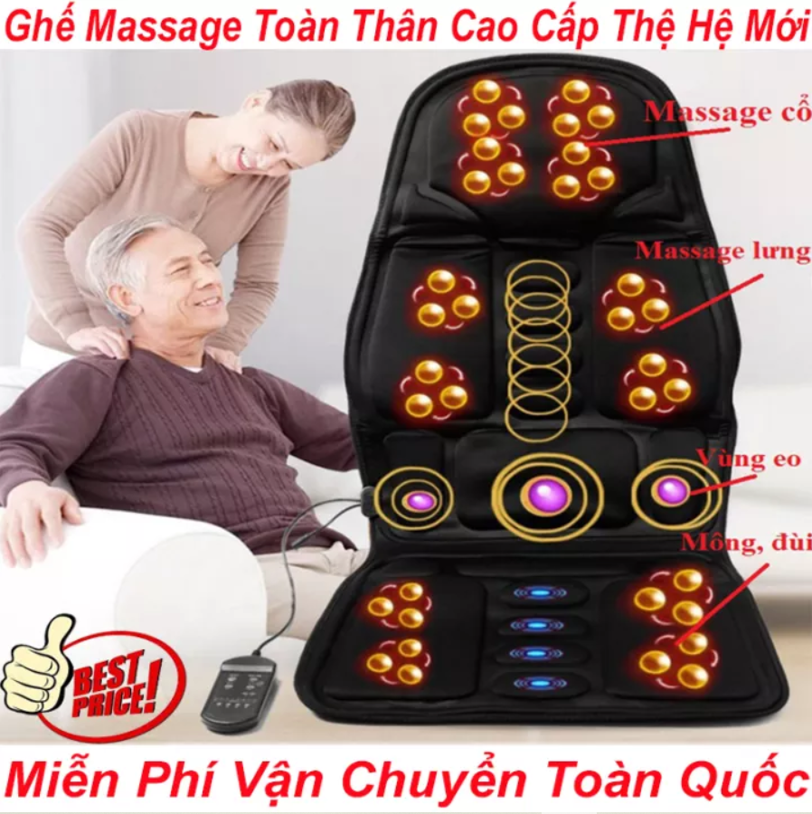 Nệm Massage Hồng Ngoại Nhật Bản - Đệm Massage Toàn Thân - Ghế Nệm Văn Phòng Cao Cấp Thế Hệ Mới Bảo hành 1 ĐỔI 1 12 tháng
