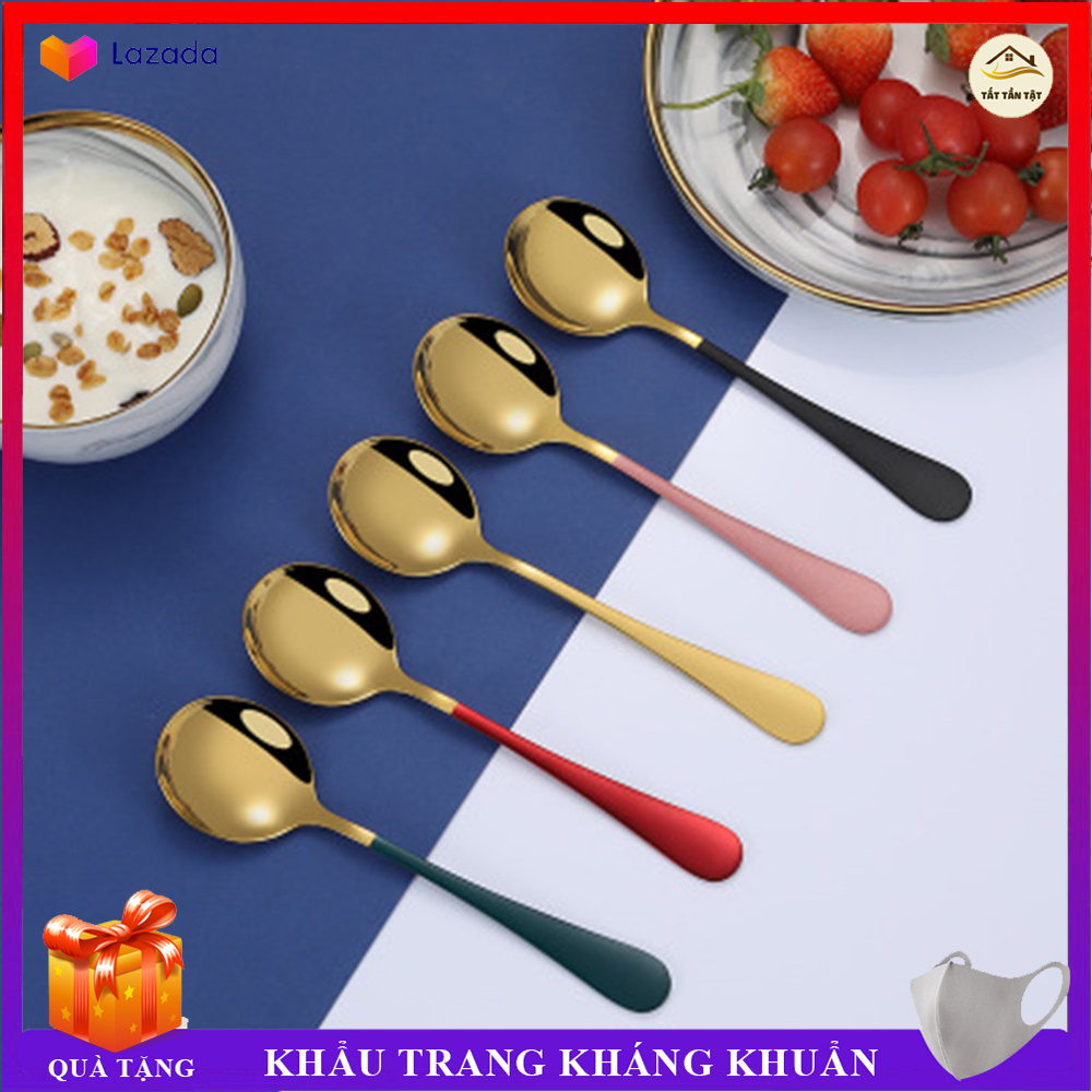 Combo 5 Muỗng Thìa Inox mạ vàng sang trọng ,an toàn cho sức khỏe gia đình bạn