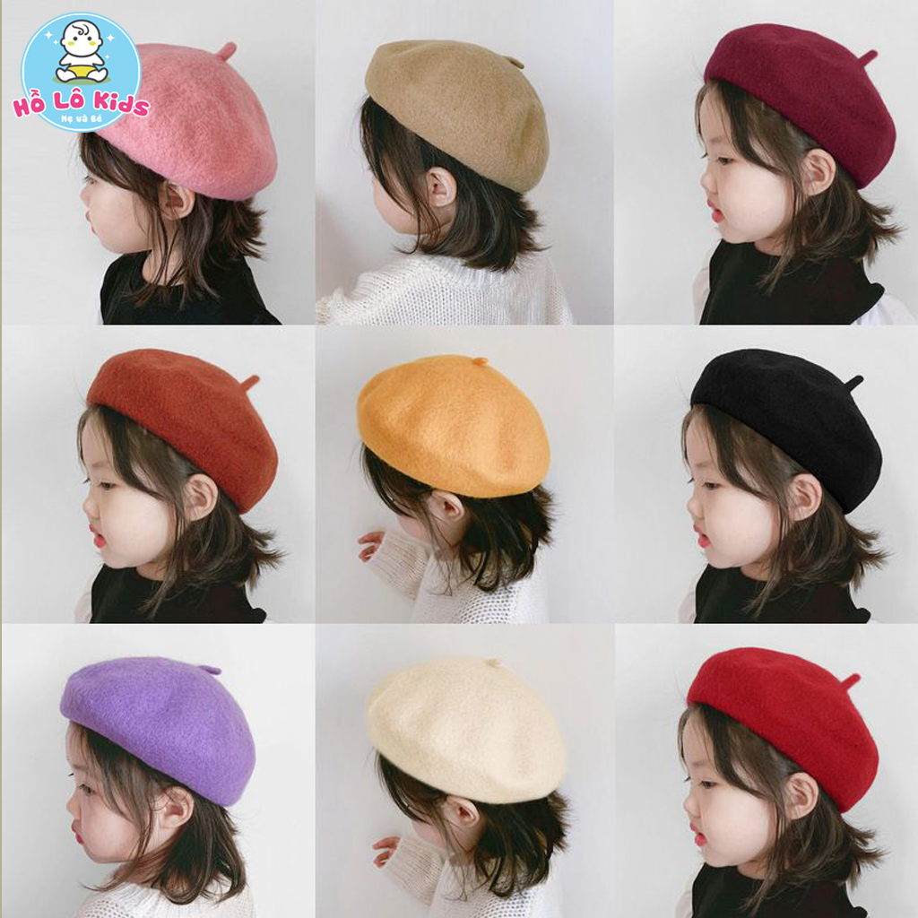 Mũ nồi cho bé, mũ beret dạ có dây điều chỉnh cho bé 2-8 tuổi Hồ Lô Kids