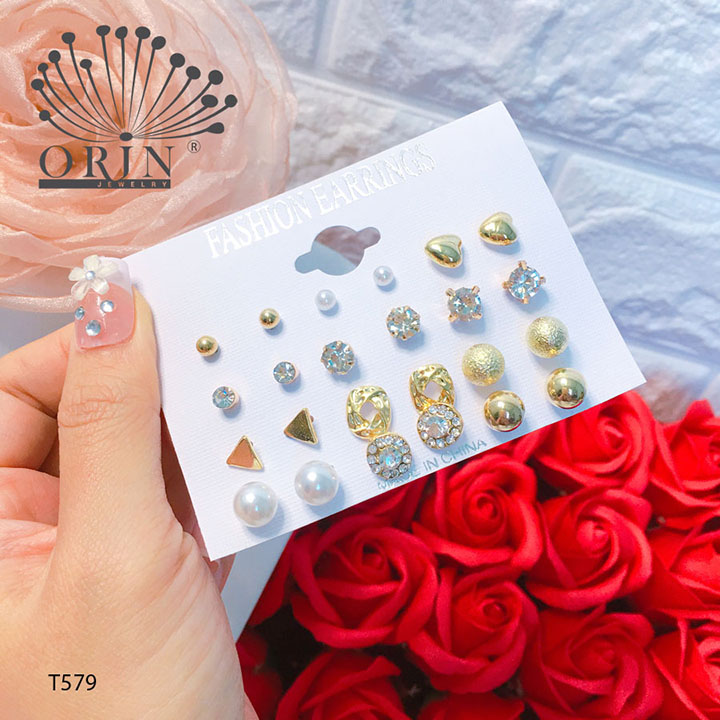 Set 12 đôi bông tai Hàn Quốc dễ thương nhiều mẫu