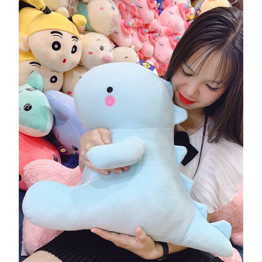 Gấu Bông Hình Thú Khủng Long Má Hồng Size 40-50cm Hai Màu Xanh Hồng Đáng Yêu Thú Nhồi Bông Cho Bé