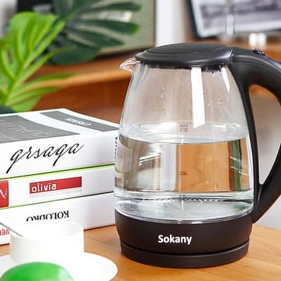 Ấm siêu tốc, ấm đun siêu tốc,bình siêu tốc thủy tinh Sokany-601- 2lit TẶNG 1 quà hấp dẫn  BẢO HÀNH 12 THÁNG