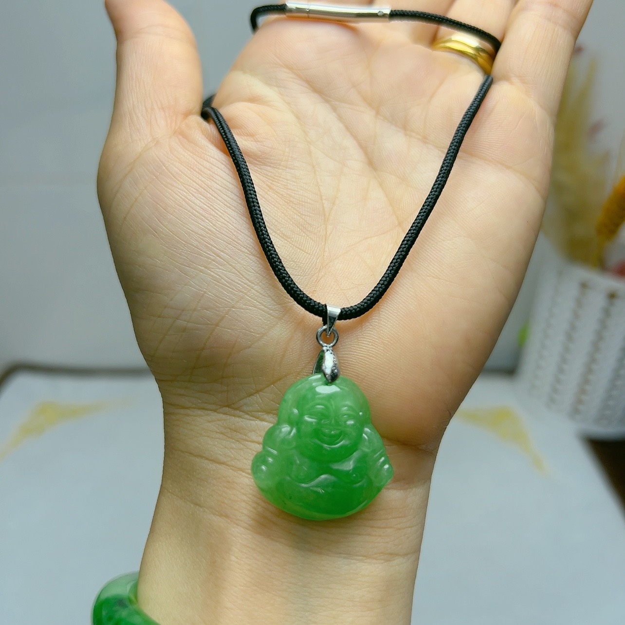 [CHUYÊN SỈ - SHOP XỊN] MẶT DI LẶC AN YÊN HẠNH PHÚC VIÊN MÃN - CHẤT LIỆU ĐÁ CẨM THẠCH NGUYÊN KHỐI JADEITE NATURAL 100% - KÍCH THƯỚC 25*25MM