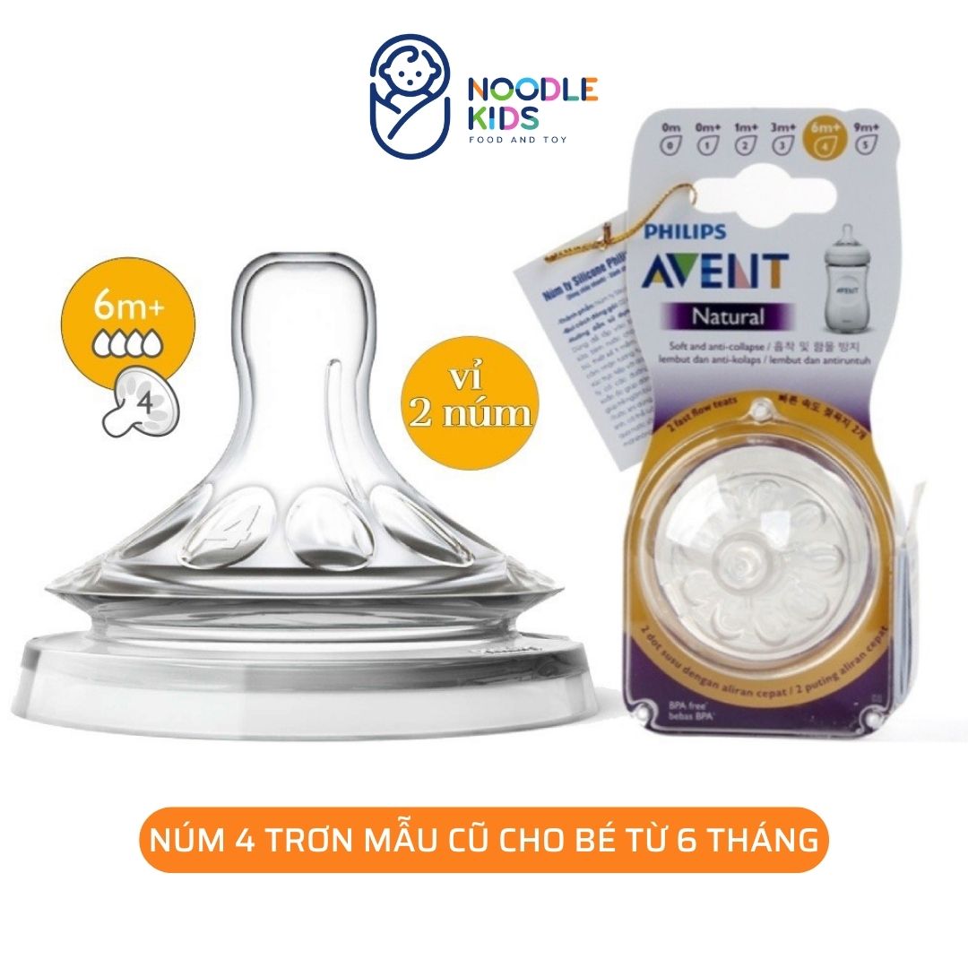 Núm ty philips avent số 4 trẻ từ 6 tháng 3 lỗ - tốc độ dòng chảy 3 tia scf654/23